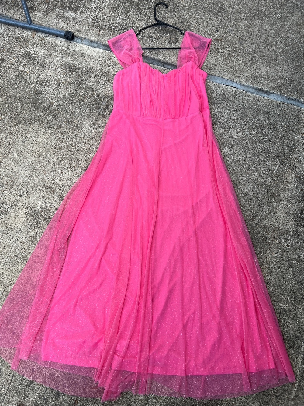 Bright Pink Tulle Maxi Dress